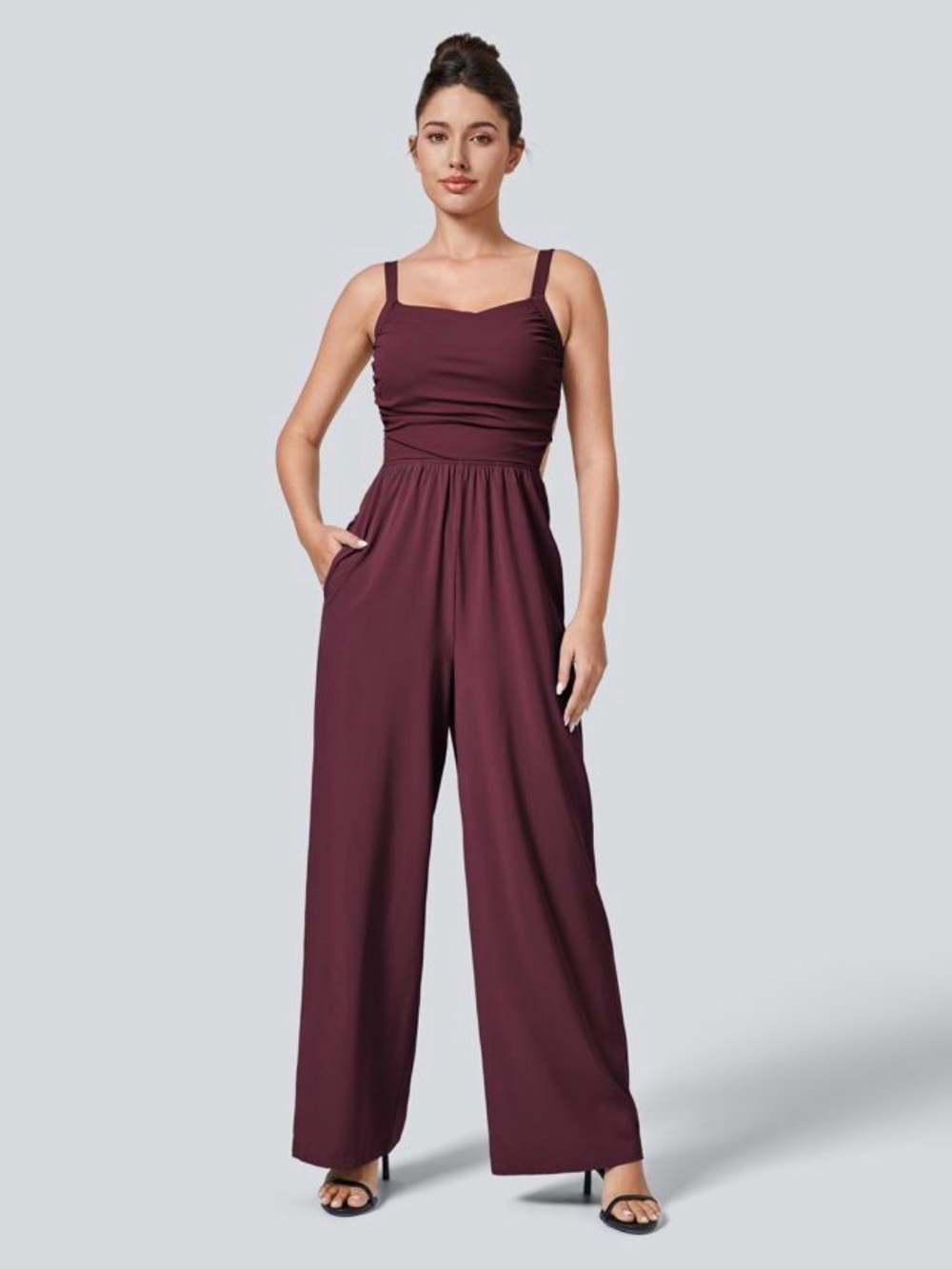 HALARA Strapless Burgundy Jumpsuit - Picture 4 of 6